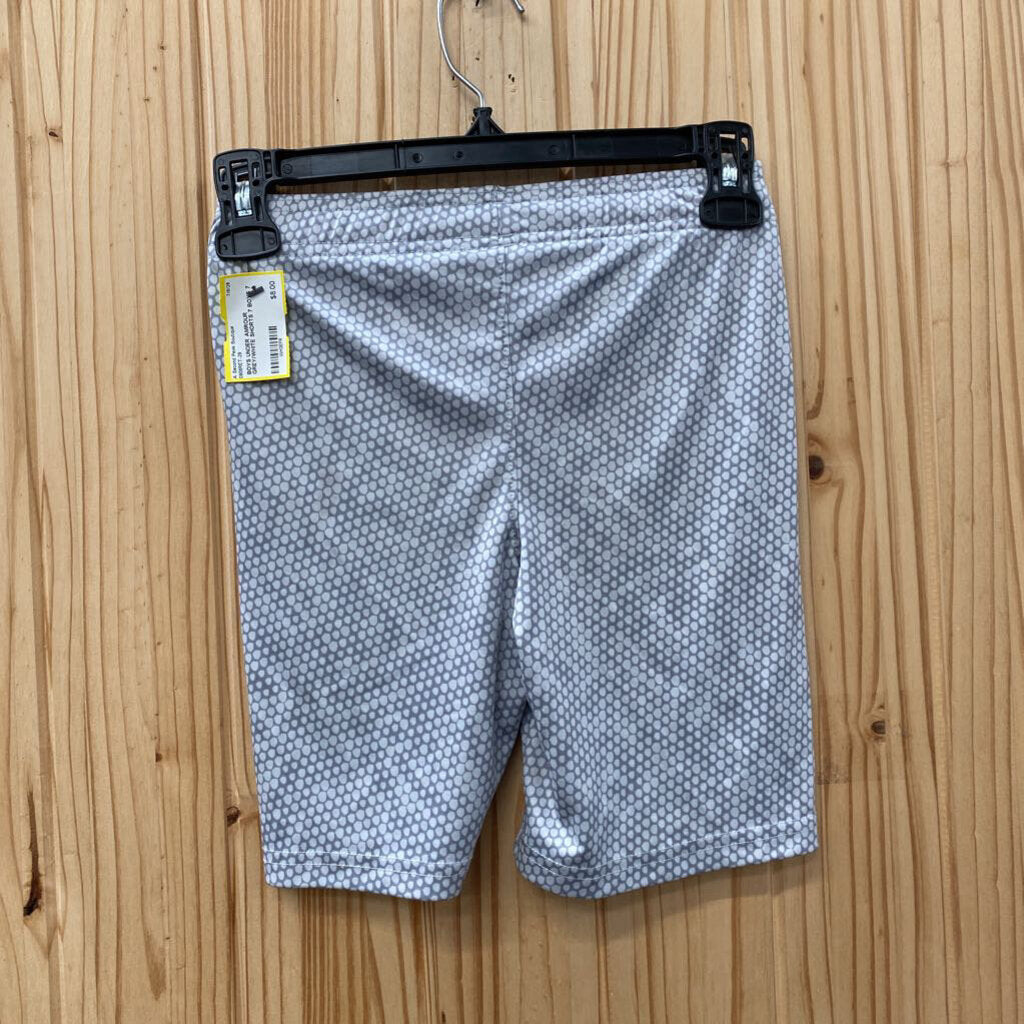 BOYS UNDER AMROUR GREY/WHITE SHORTS 7