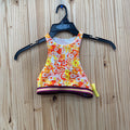 WOMENS AERIE SPORTS BRA ORANGE/YELLOW FLORAL XS