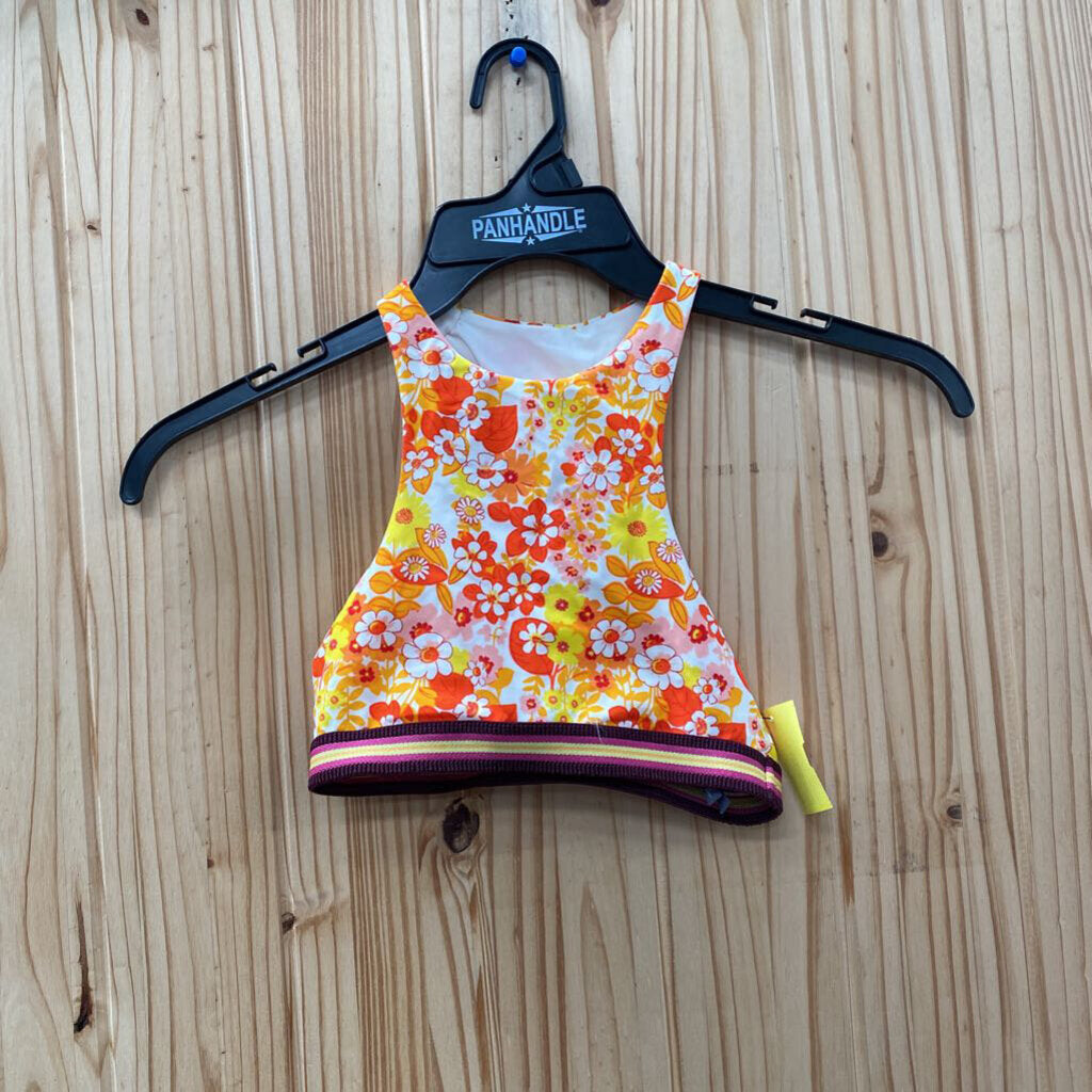 WOMENS AERIE SPORTS BRA ORANGE/YELLOW FLORAL XS