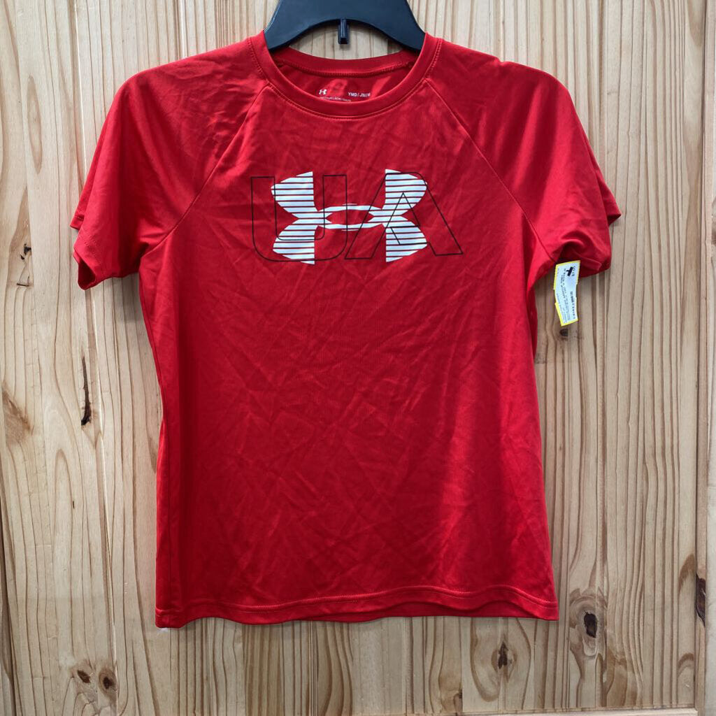 BOYS UNDER ARMOUR SHIRT RED/WHITE/BLK YMD 10