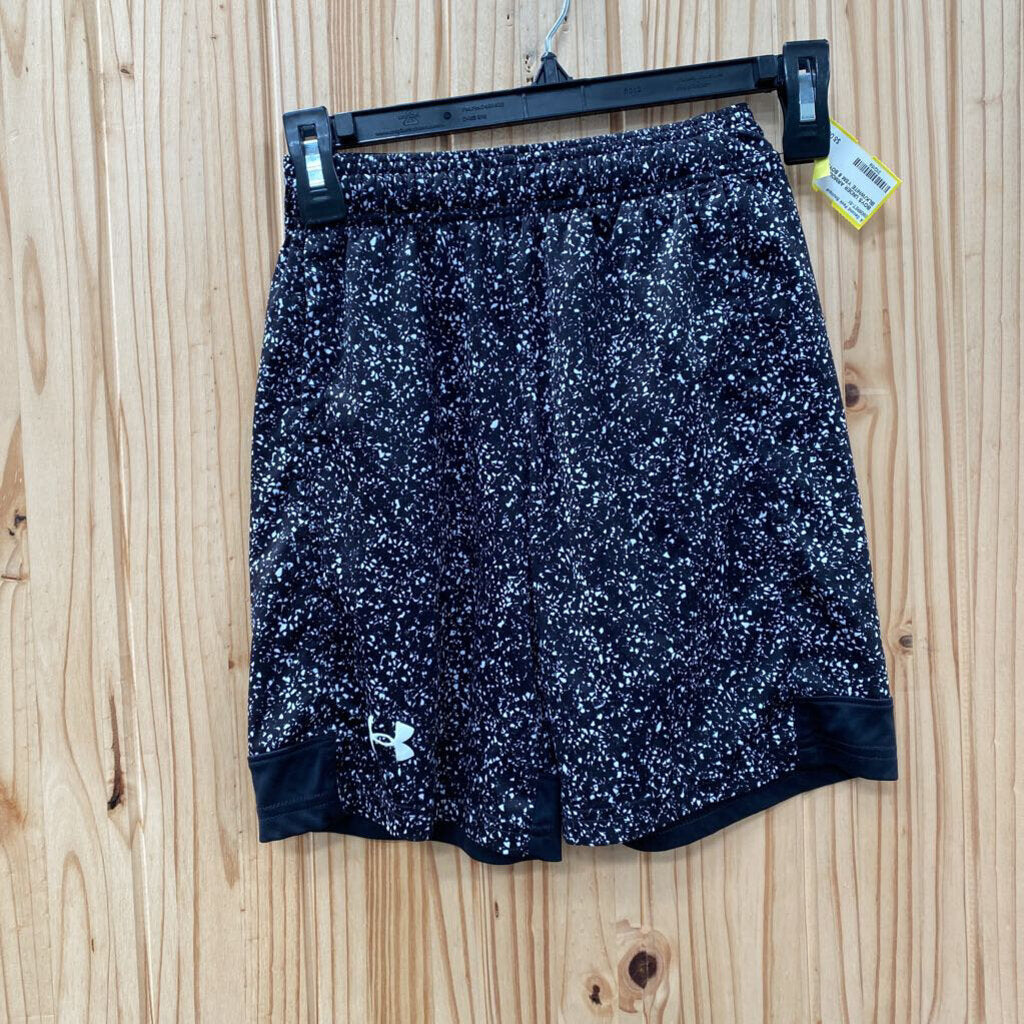 BOYS UNDER ARMOUR SHORTS BLK/WHITE YSM 8