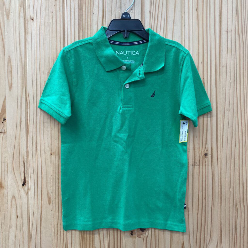 BOYS NAUTICA GREEN/NAVY BLUE POLO SHIRT 5
