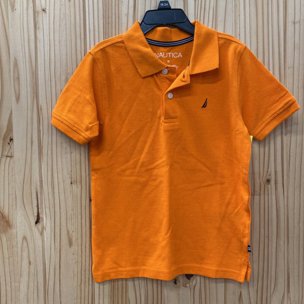BOYS NAUTICA ORANGE/NAVY BLUE POLO SHIRT 5