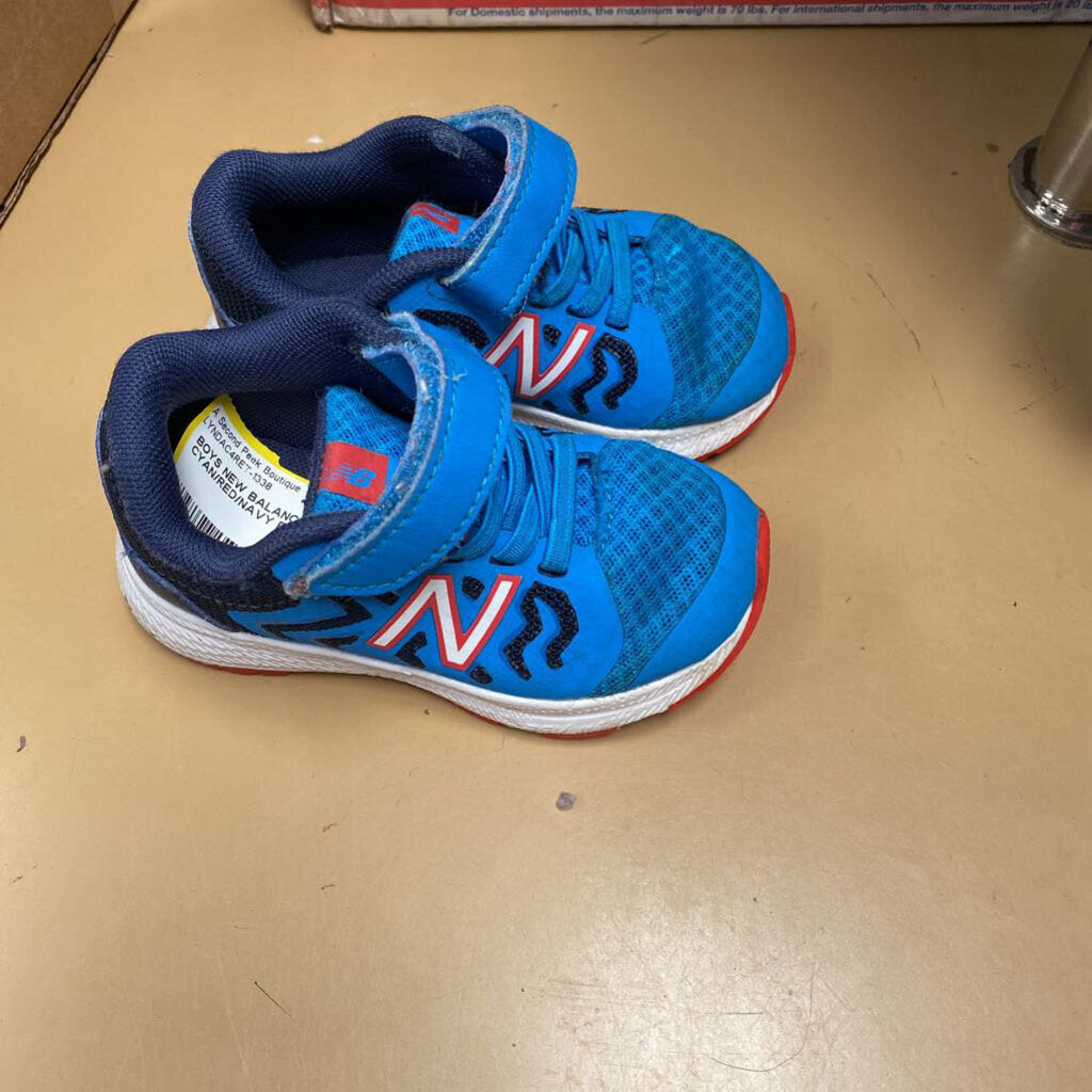 BOYS NEW BALANCE SHOES CYAN/RED/NAVY BLUE 5