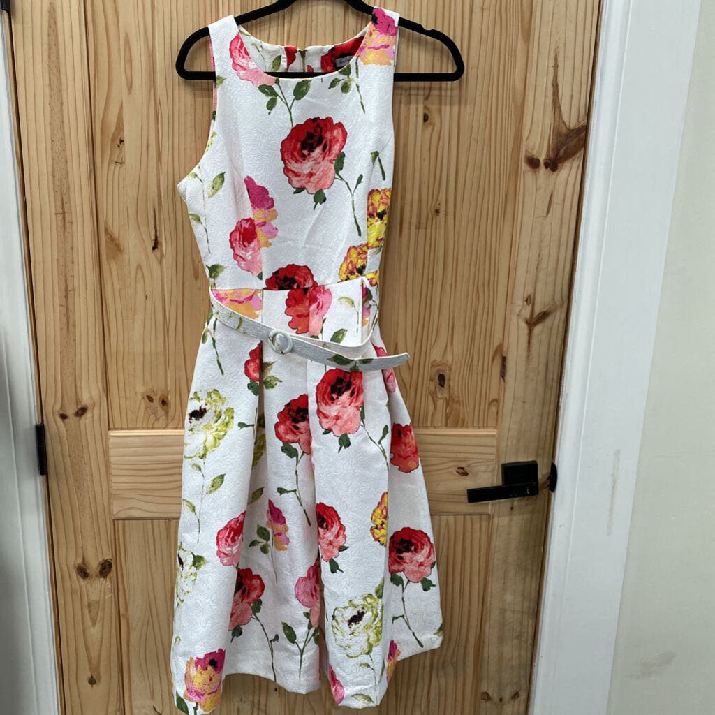 WOMENS DANNY AND NICOLE WHITE FLORAL DRESS 12 NWT