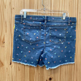 GIRLS CAT & JACK DENIM JEAN SHORTS W/MULTI COLOR HEARTS XL 14/16 NWT
