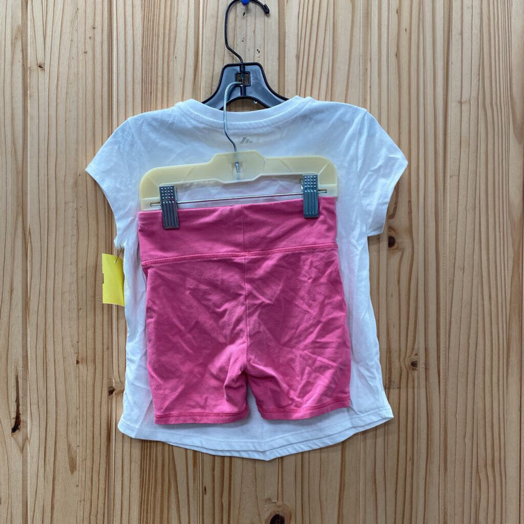 GIRLS ADIDAS 2PC SET PINK/WHITE/BLK 4