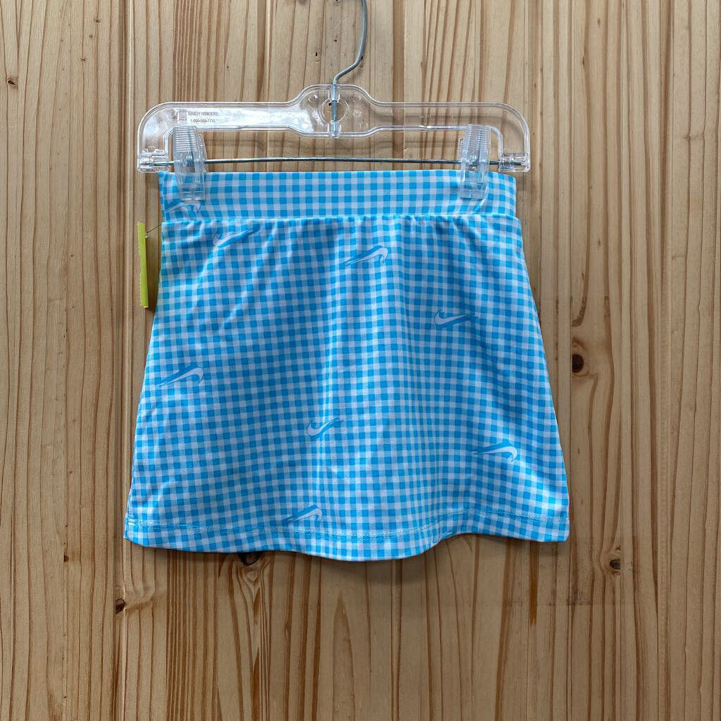 GIRLS NIKE SKORT LT BLUE/WHITE CHECKERED S 5