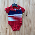 BOYS WRNGLER JEAN CO. RED/WHITE/BLUE ONESIE SHIRT 6/9M