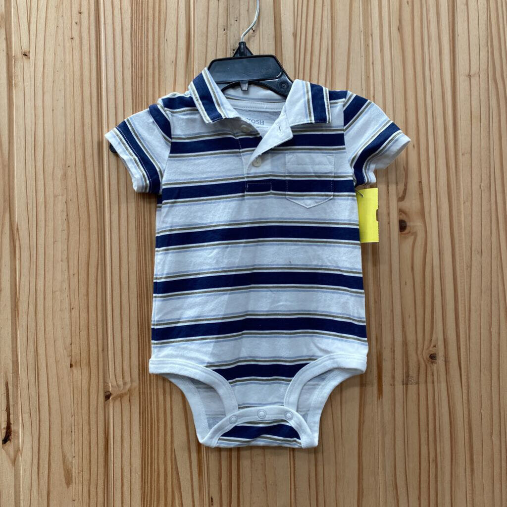 BOYS OSHKOSH ONEISE SHIRT OLIVE GREEN/WHITE/BLUE 9M
