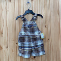 BOYS OSHKOSH BROWN PLAID OVERALLS 18M