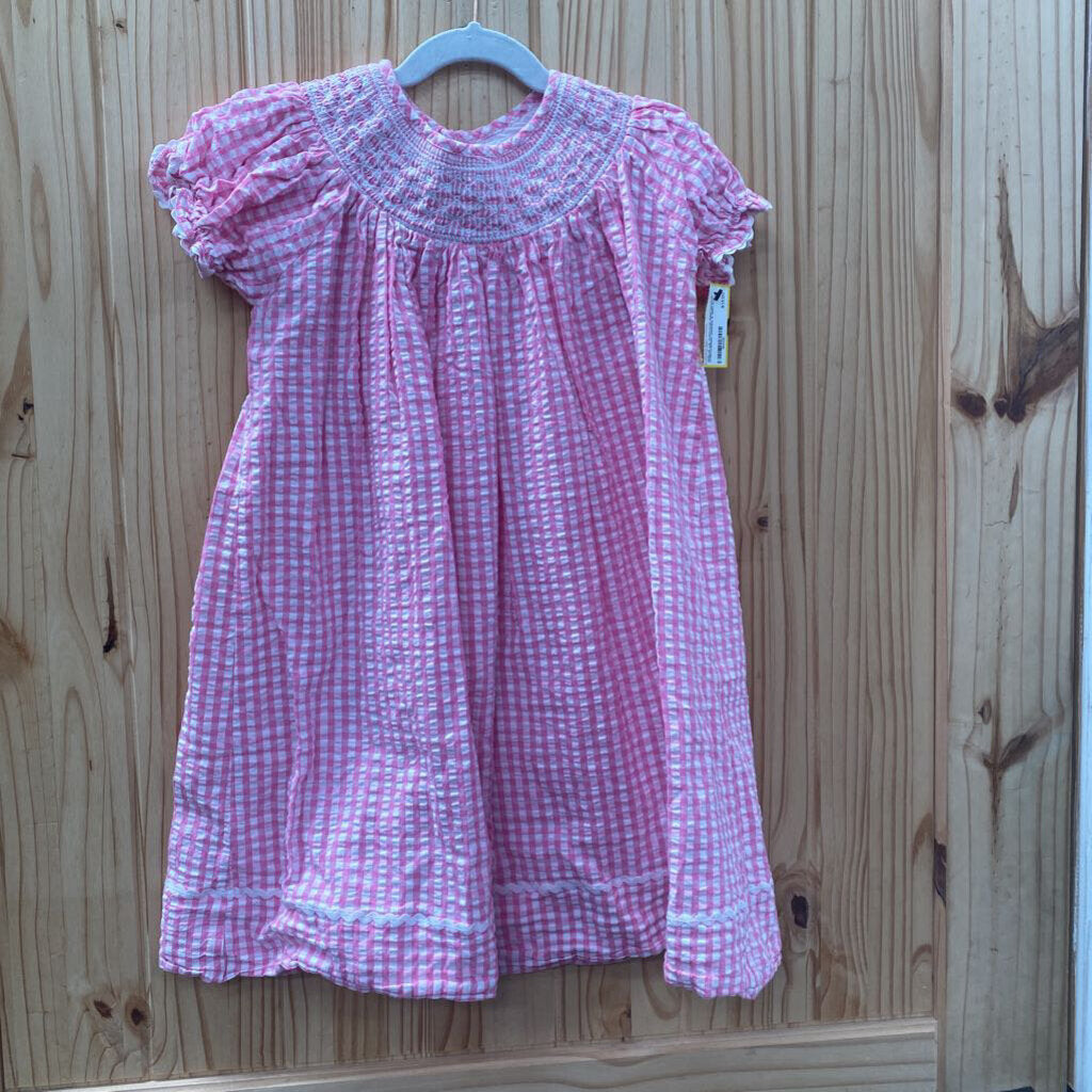 GIRLS LIL CACTUS PINK/WHITE CHECKERED DRESS 6
