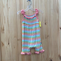 GIRLS KICKEE PANTS SL ROMPER ORANGE/PINK/WHITE/GREEN 18/24M