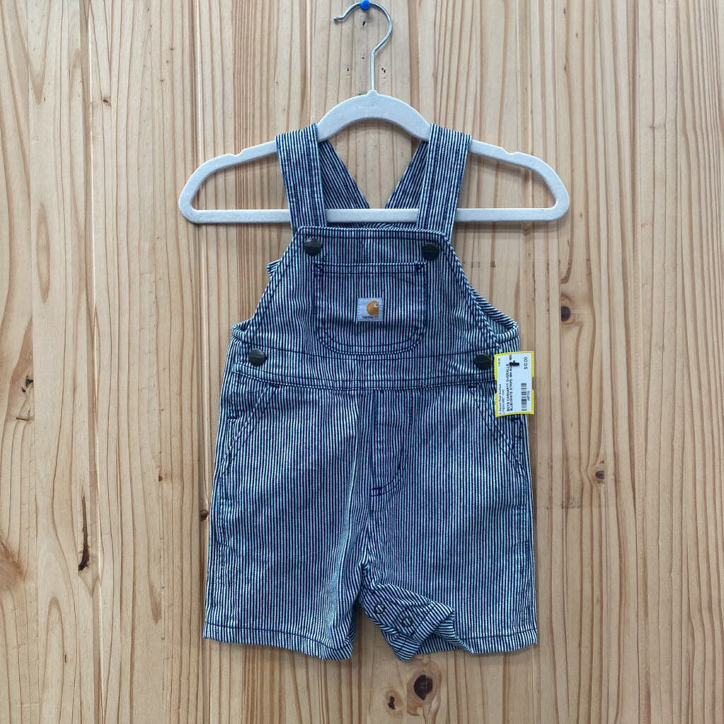 BOYS CARHARTT OVERALLS BLUE/WHITE STRIPE 18M