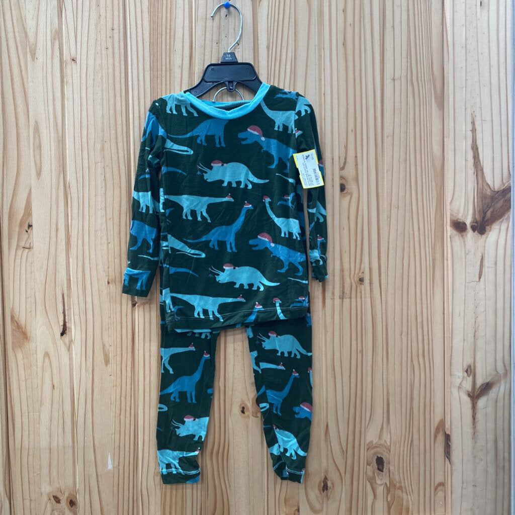 BOYS KICKEE PANTS 2PC PAJAMA SET DK GREEN W/DINOS 2T