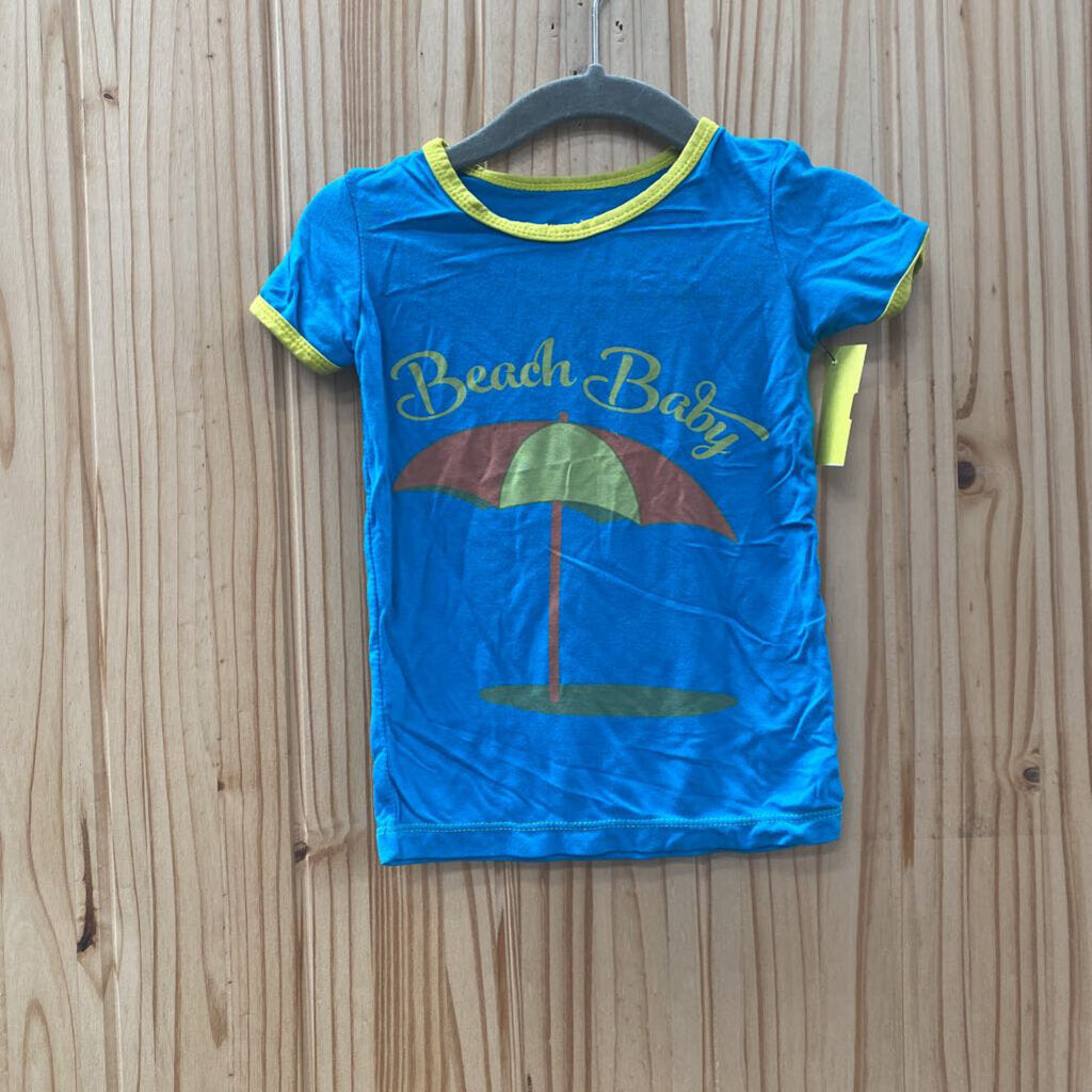 BOYS KICKEE PANTS BEACH BABY SHIRT CYAN/ORANGE/YELLOW 2T