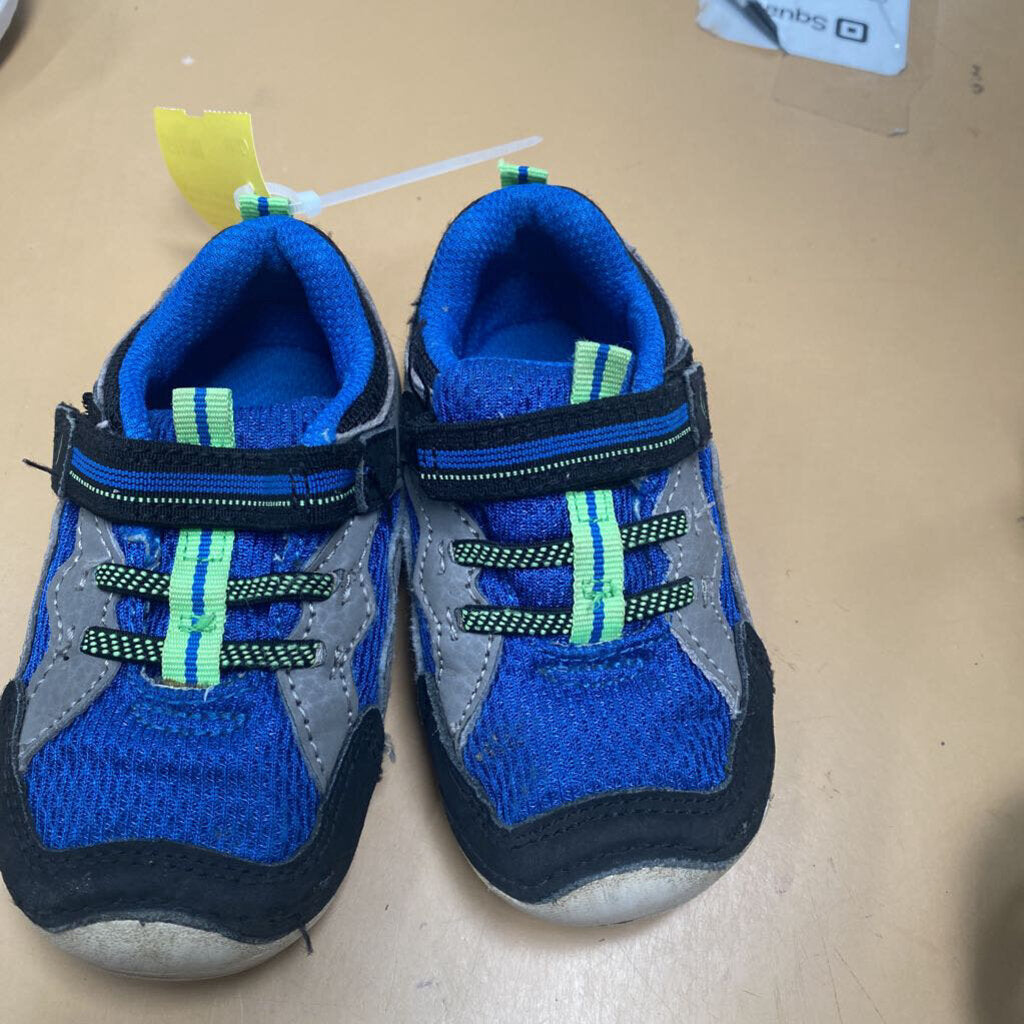 BOYS STRIDE RITE SHOES BLUE/GREY/LIME GREEN 6