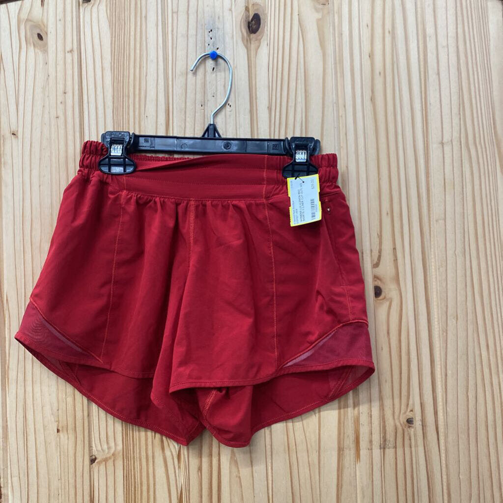 WOMENS LULULEMON RED SHORTS 2 (LINER CUT OUT)