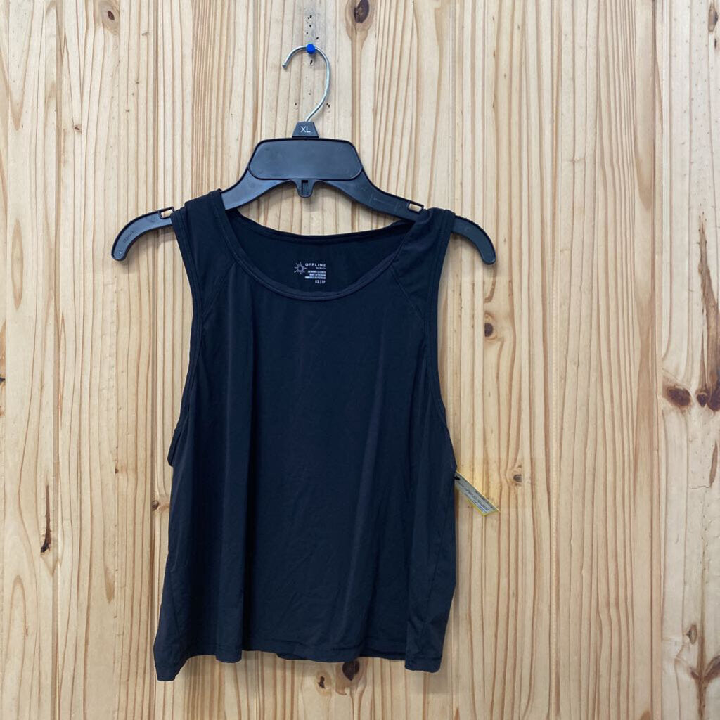 WOMENS OFFLINE BY AERIE BLK CROP TOP XS