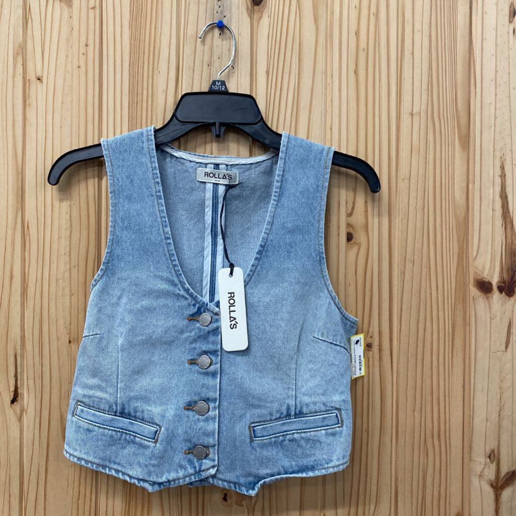 GIRLS ROLLA'S lLT DENIM VEST M 10 NWT