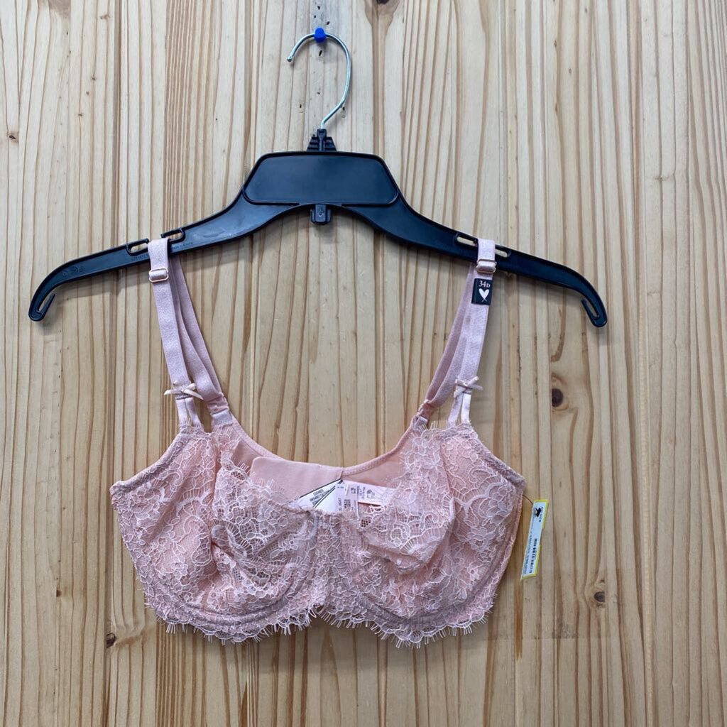 WOMENS VICTORIA'S SECRET LT PINK BRA 34D NWT