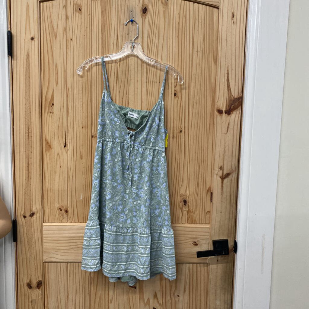 WOMENS HOLLISTER GREEN/BLUE SL DRESS L NWT