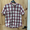 MENS CARHARTT RED/WHITE/GREY PLAID BUTTON UP SHIRT L