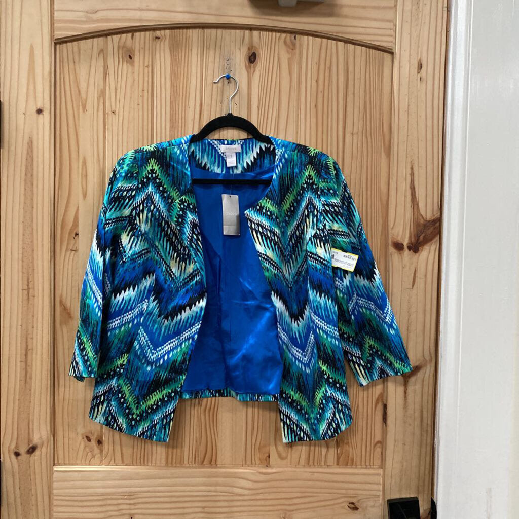 WOMENS CHICOS CASUAL BLAZER BLK/WHITE/GREEN 1 NWT
