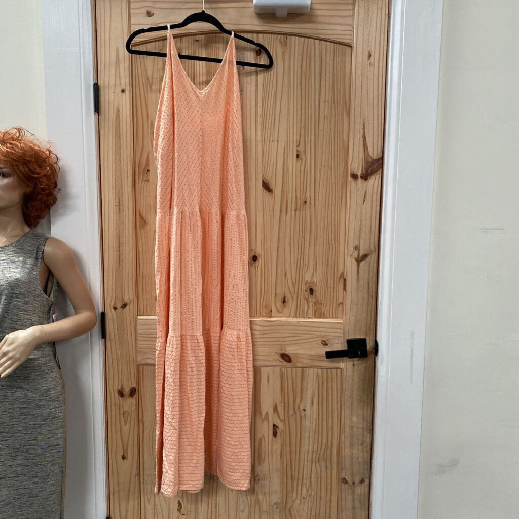 WOMENS SELF CONTRAST PEACH/GOLD DRESS L NWT