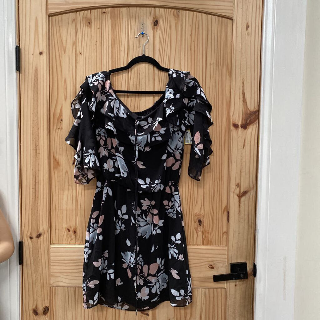 WOMENS WHITE HOUSE BLK MARKET BLK FLORAL DRESS 8