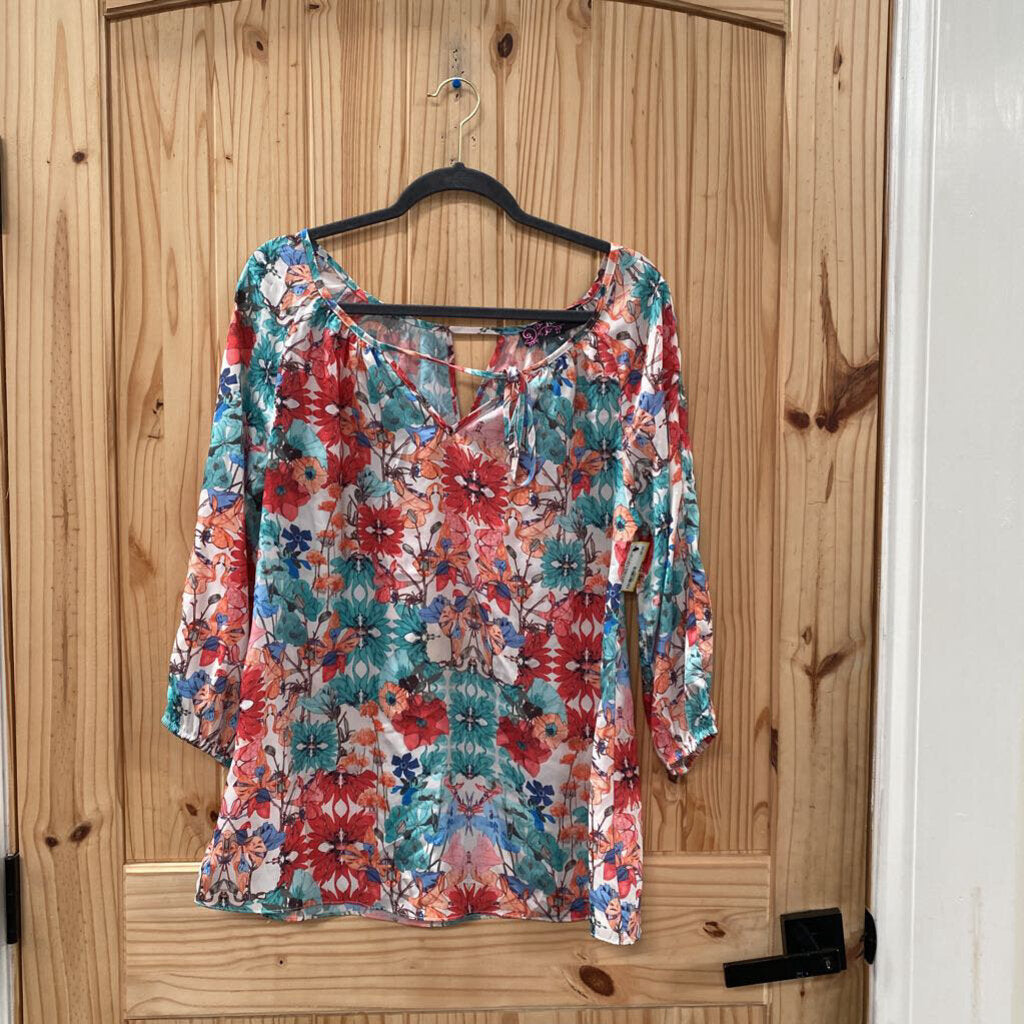 WOMENS PECK & PECK MULTI COLOR FLORAL TOP L