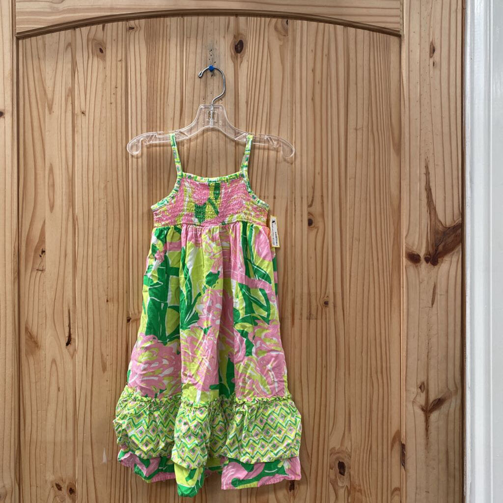 GIRLS LILY PULITZER DRESS PINK/LIME GREEN 2T