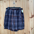 MENS LULULEMON SHORTS DK GREY/WHITE/ORANGE STRIPE L (LINER CUT)