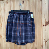 MENS LULULEMON SHORTS DK GREY/WHITE/ORANGE STRIPE L (LINER CUT)