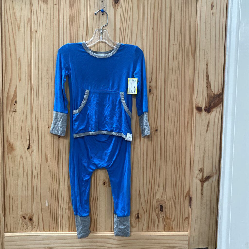BOYS READY SET SLEEP ROMPER BLUE/GREY 12/24M