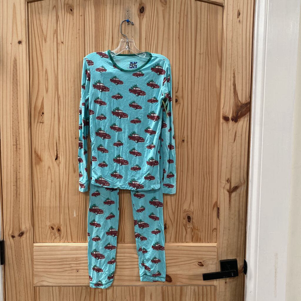 KICKEE PANTS 2PC SET LT BLUE W/TRUCK/TREE 10
