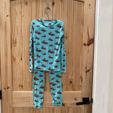 KICKEE PANTS 2PC SET LT BLUE W/TRUCK/TREE 10