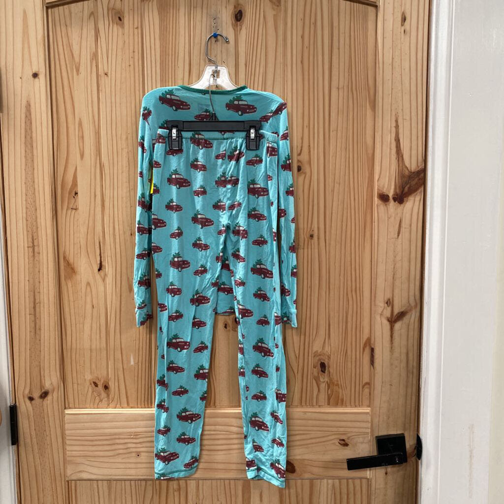 KICKEE PANTS 2PC SET LT BLUE W/TRUCK/TREE 10