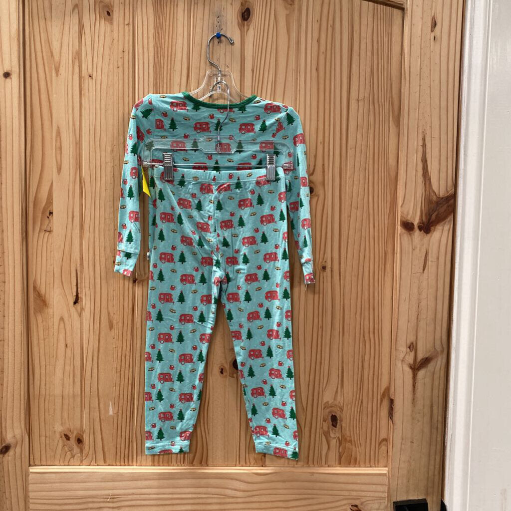 BOYS FREE BIRDEES 2PC SET AQUA W/TREES/CAMPER 4T