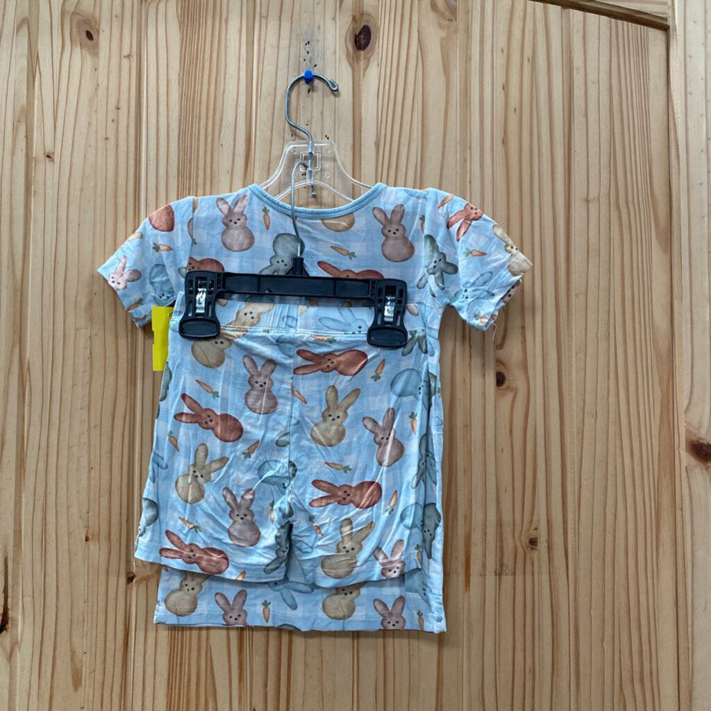 BOYS 2PC SET LT BLUE W/BUNNIES/CARROTS 3/4