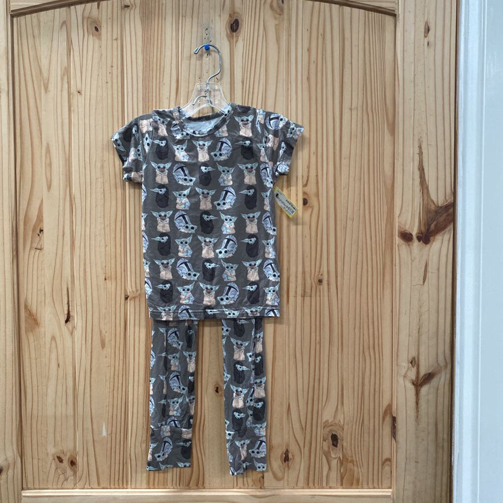 BOYS ELLIE SUE 2PC PAJAMA SET W/BABY YODA DK GREY 3T