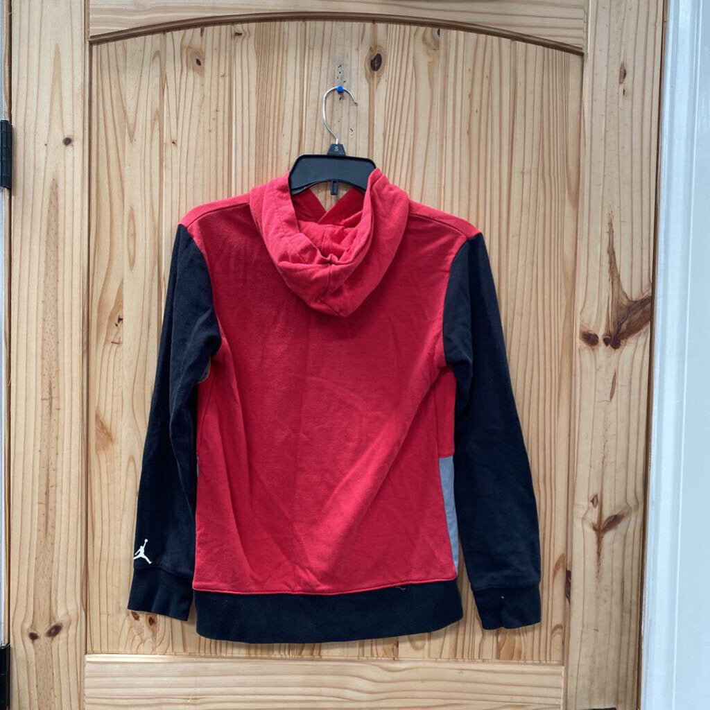 BOYS JORDAN HOODIE RED/BLK/GREY L 12