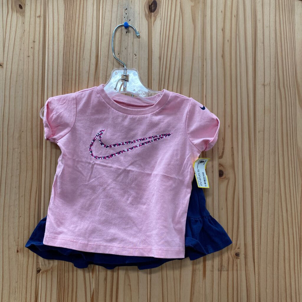 GIRLS NIKE 2PC SET PINK/NAVY BLUE 18M