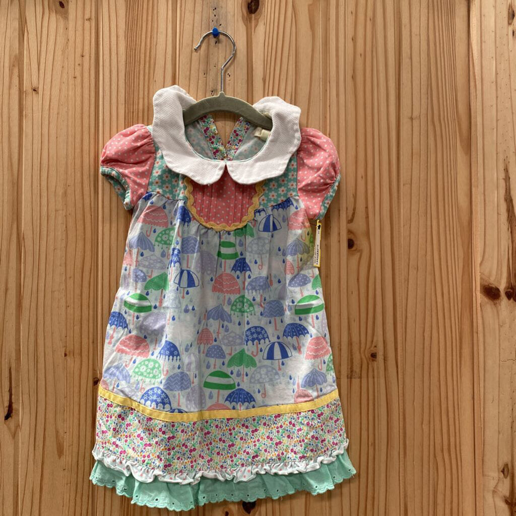 GIRLS MATILDA JANE DRESS WHITE W/UMBRELLAS 18/24M