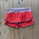 WOMENS LULULEMON BRIGHT CORAL/GREY SHORTS 6