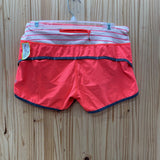 WOMENS LULULEMON BRIGHT CORAL/GREY SHORTS 6