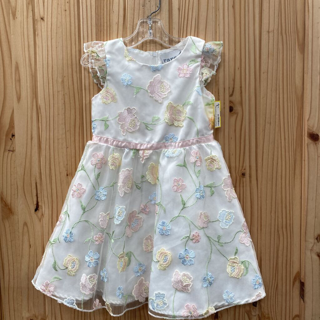 GIRLS RARE EDITION WHITE FLORAL DRESS 4T