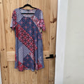 WOMENS NINA LEONARD DRESS RED/BLUE/WHITE 1X