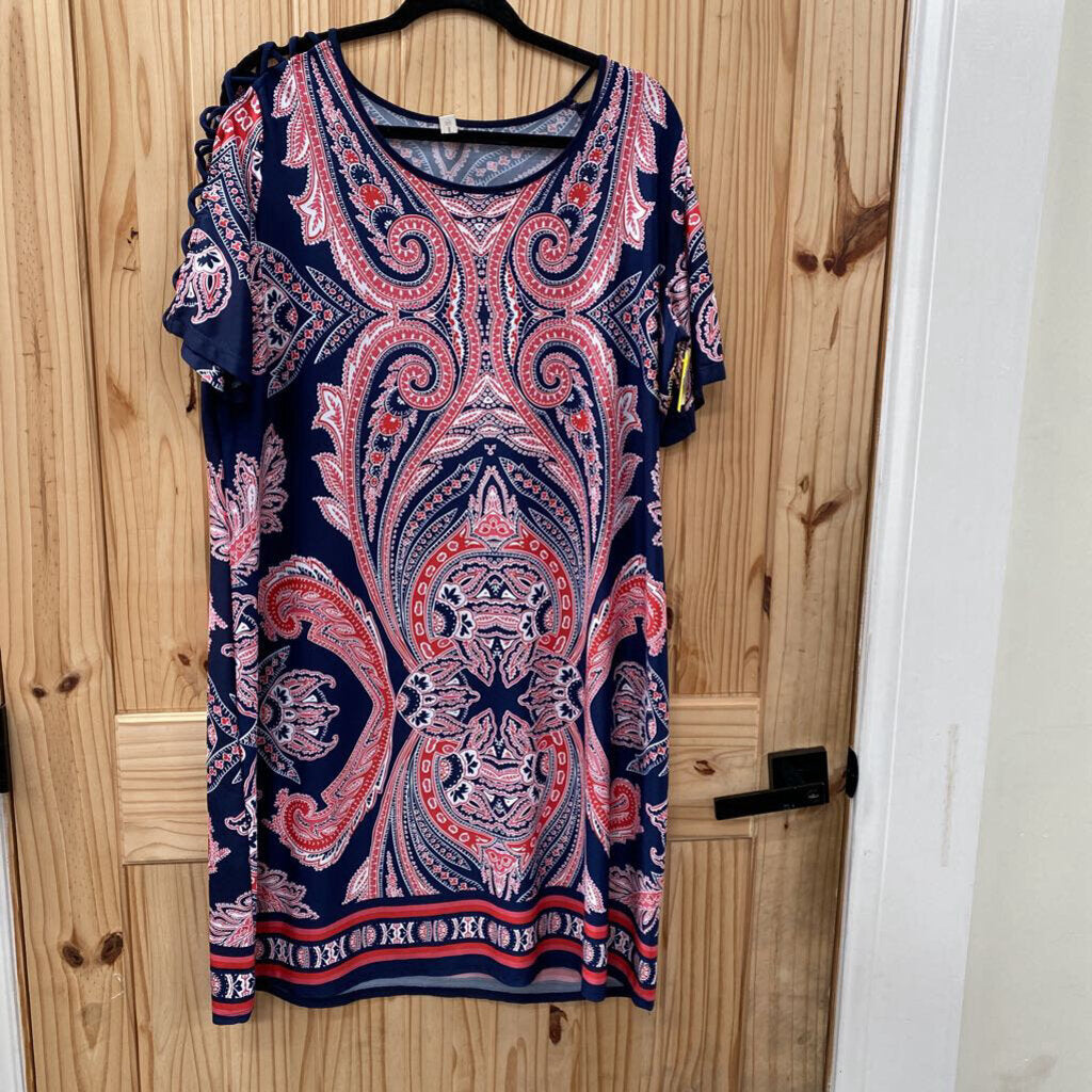 WOMENS PERSEPTION WOMENS DRESS RED/WHITE/BLUE 2X