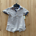 BOYS BEN SHERMAN ROMPER GOLD TAUPE/WHITE/LINEN 6/9M